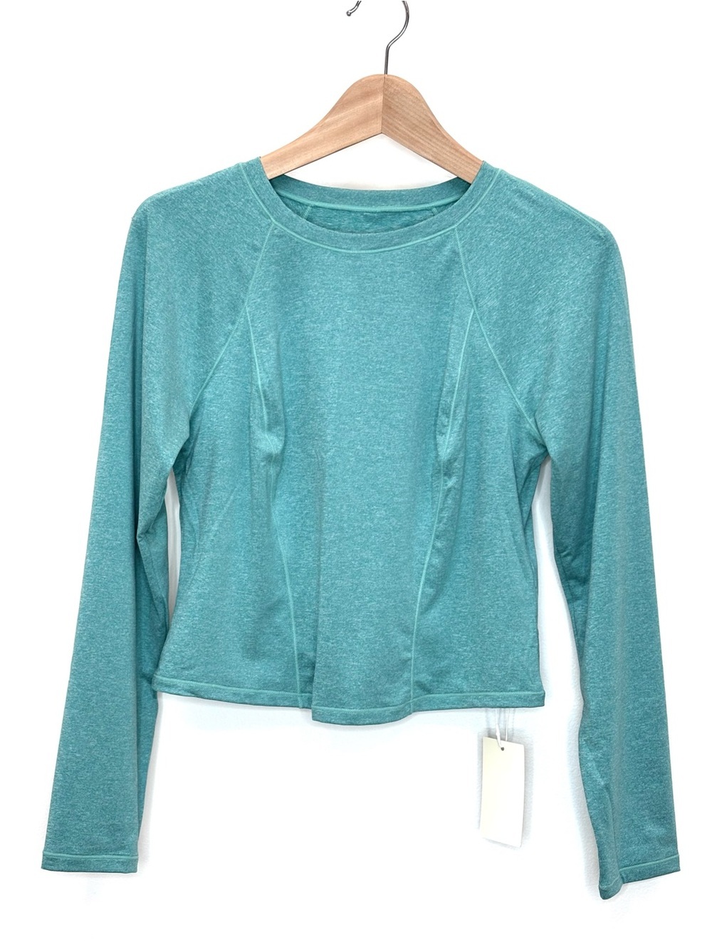 Halara Softly Zero Long Sleeve Raglan Slim Crew Neck Top Teal Heather Large New